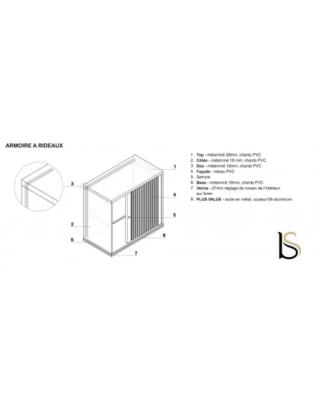 Armoire à rideaux démontable en bois - MDD