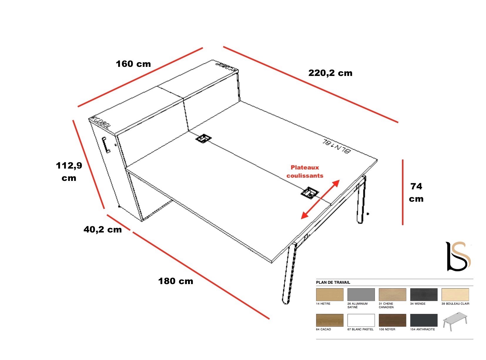 Bureau Bench 2 Personnes Yan Avec Maxi Rangement Mdd Bureaux Benc