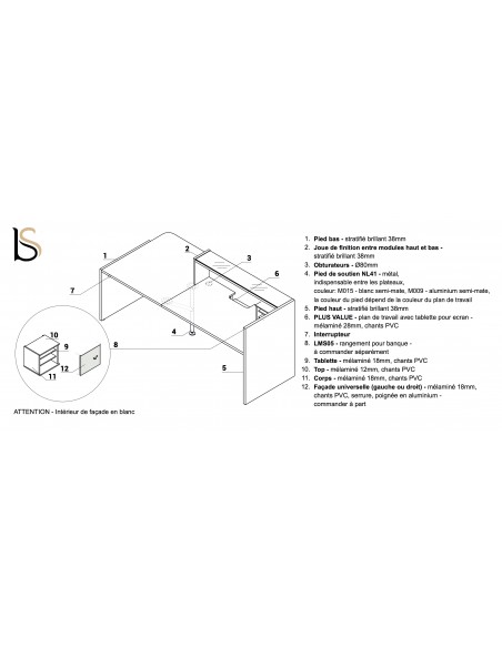 Grande banque d’accueil d’angle Valde - MDD