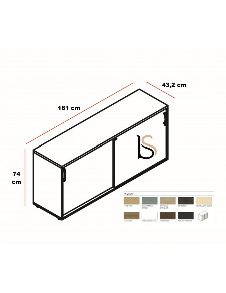 Armoire basse portes coulissantes - MDD