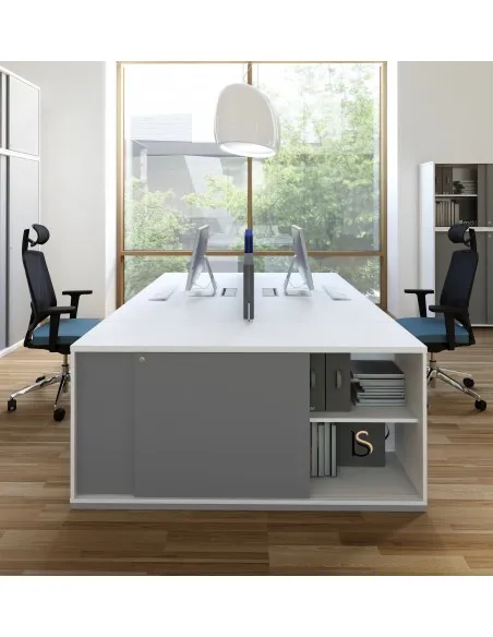 Armoire hauteur bureau avec portes coulissantes - MDD