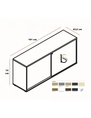 Armoire hauteur bureau avec portes coulissantes - MDD