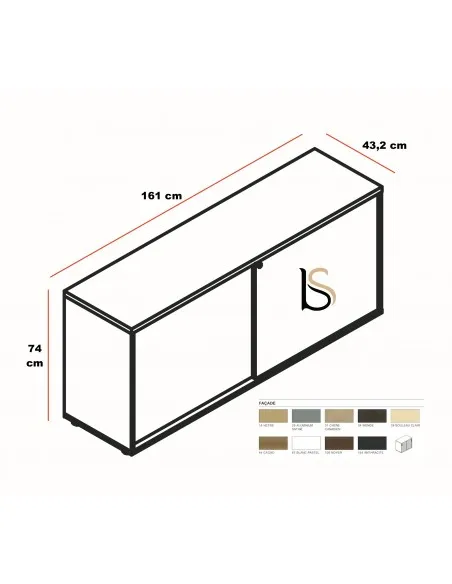 Armoire hauteur bureau avec portes coulissantes - MDD