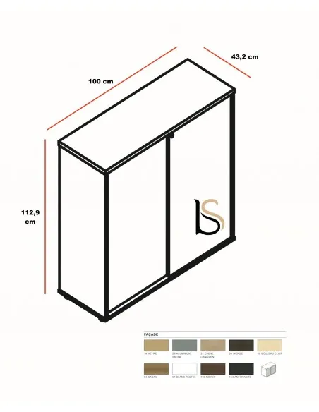 Armoire mi-haute portes coulissantes - MDD