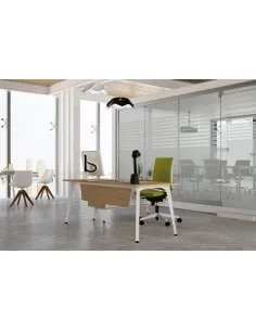Bureau droit X2 avec crédence de rangement - Officity