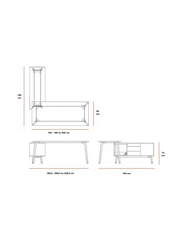 Bureau droit X2 avec crédence de rangement - Officity