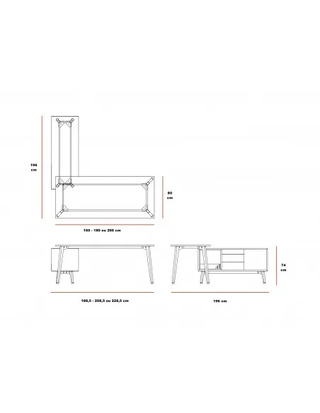 Bureau droit X2 avec crédence de rangement - Officity