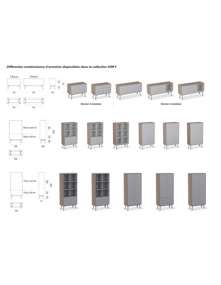 Bureau droit Ypsilon avec armoire de rangement bout de bureau - Quadrifoglio