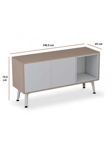 Bureau droit Ypsilon avec armoire de rangement bout de bureau - Quadrifoglio