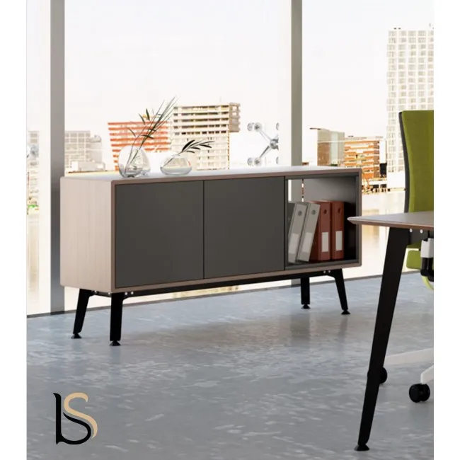 Bureau droit Ypsilon avec armoire de rangement bout de bureau - Quadrifoglio