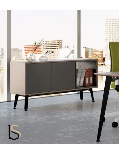 Bureau droit Ypsilon avec armoire de rangement bout de bureau - Quadrifoglio