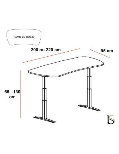 Bureau réglable en hauteur angles arrondis - Mobel Linea