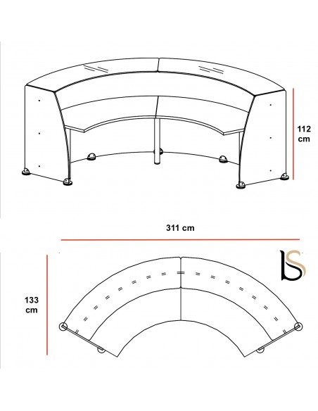 Banque d'accueil courbe Glass – Quadrifoglio.
