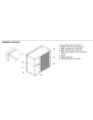 Armoire à rideaux en bois - MDD