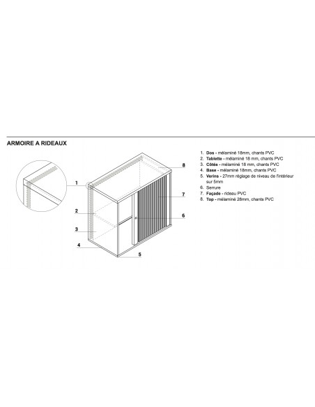 Armoire à rideaux en bois - MDD