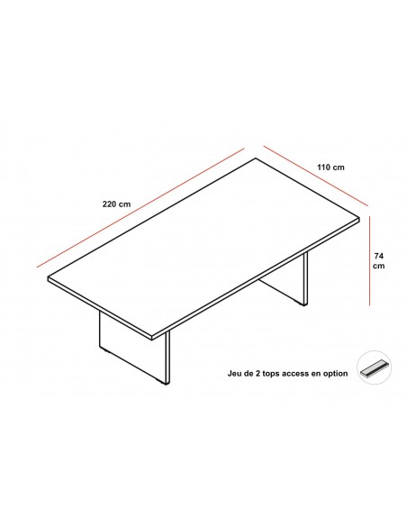 Table de réunion rectangulaire Mito – MDD