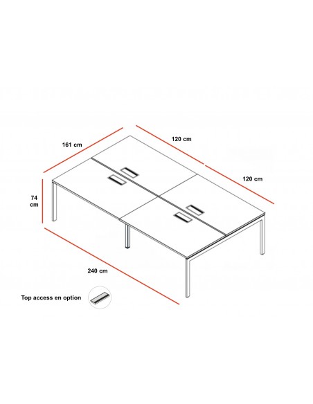 Table de réunion rectangulaire Ogi U – MDD