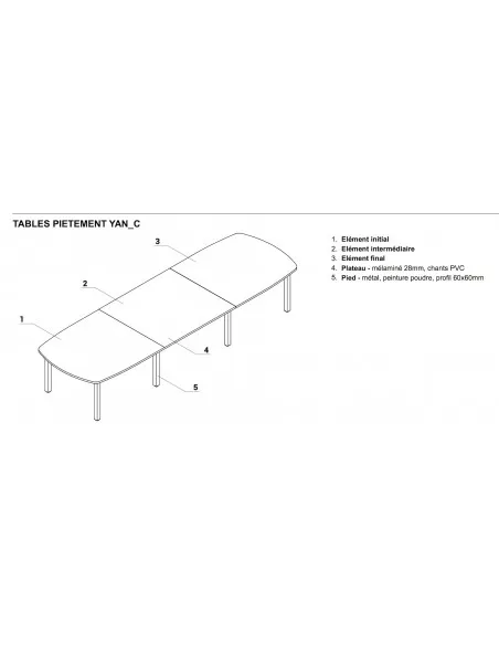 Table de réunion Yan – MDD