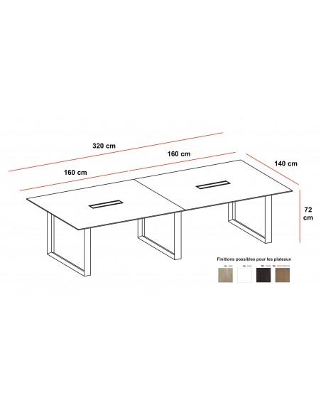 Grande table de réunion rectangulaire X7– Officity.