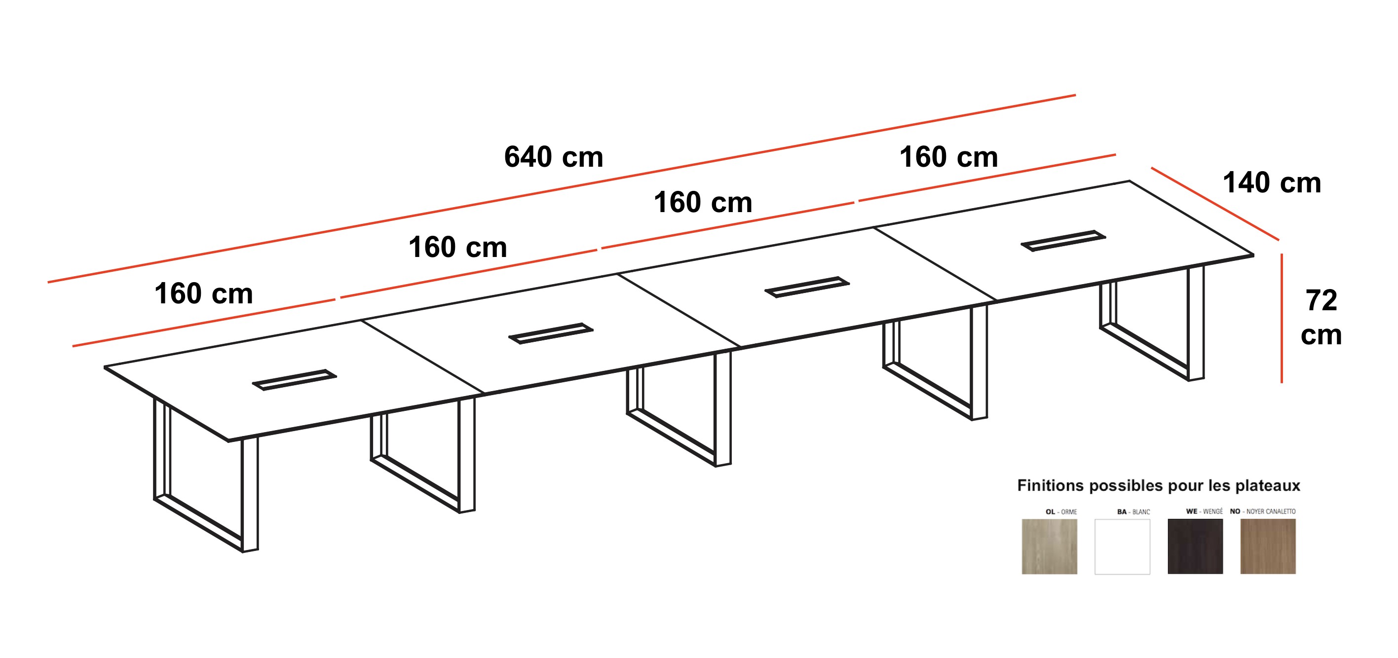 Grande table de réunion rectangulaire X7– Officity. Tables de réuni...