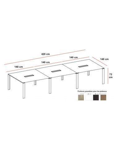 Grande table de réunion rectangulaire X7– Officity.