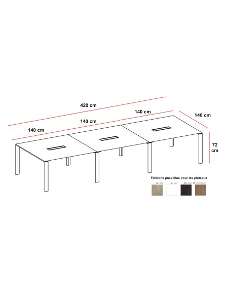 Grande table de réunion rectangulaire X7– Officity.