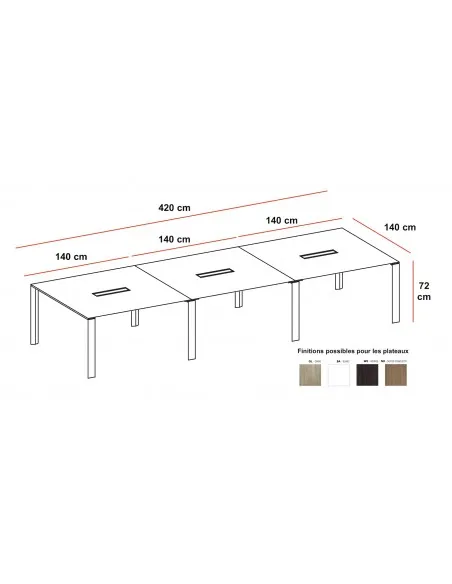 Grande table de réunion rectangulaire X7– Officity.