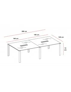 Grande table de réunion rectangulaire X7– Officity. 2