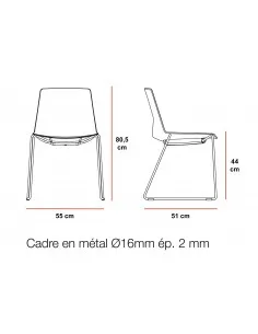 Chaise de réunion piètement traineau, modèle Carla 2