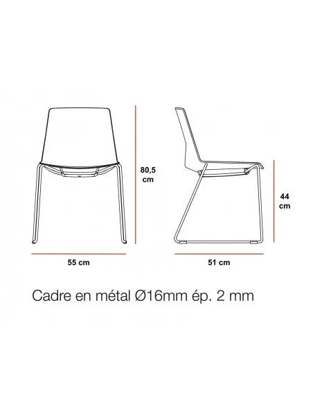 Chaise de réunion piètement traineau, modèle Carla