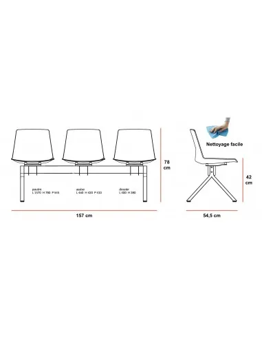 Fauteuil visiteur en cuir, modèle Ray - Sitek