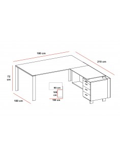 Bureau de direction X7 avec retour et caisson – Officity 2