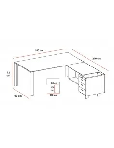 Bureau de direction X7 avec retour et caisson – Officity 2
