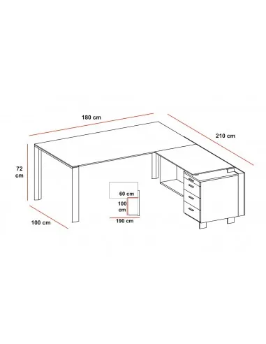 Bureau de direction X7 avec retour et caisson – Officity