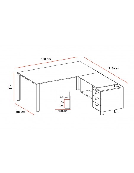 Bureau de direction X7 avec retour et caisson – Officity