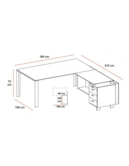 Bureau de direction X7 avec retour et caisson – Officity
