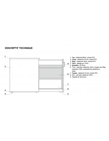 Caisson hauteur bureau maxi rangement - MDD