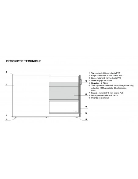 Caisson hauteur bureau maxi rangement - MDD