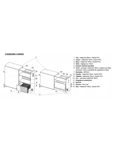 Caisson hauteur bureau maxi rangement - MDD