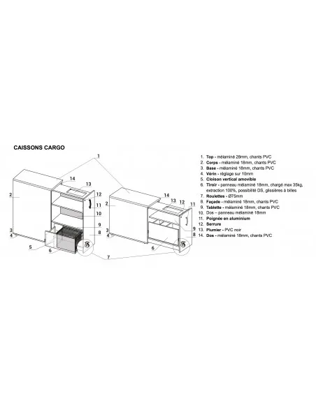 Caisson hauteur bureau maxi rangement - MDD