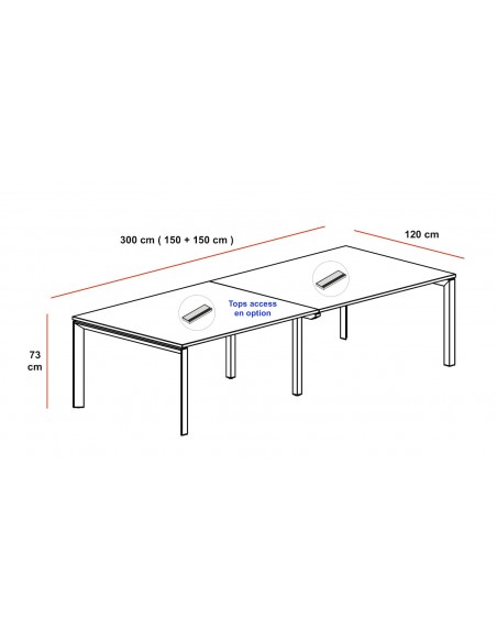Table de réunion Star, pieds chromés – Mobel Linea