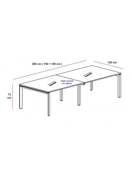 Table de réunion Star, pieds chromés – Mobel Linea
