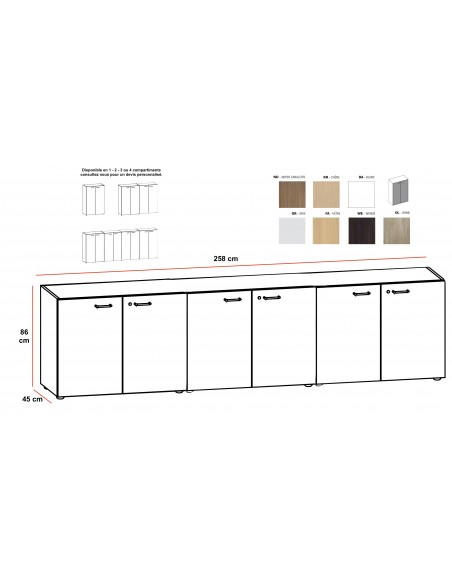 Armoire basse 6 portes – Quadrifoglio