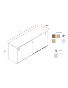 Armoire hauteur bureau à portes coulissantes – Quadrifoglio 2