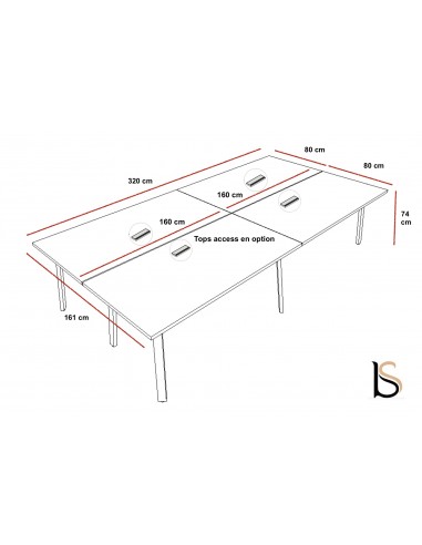 Table de réunion rectangulaire Ogi A – MDD