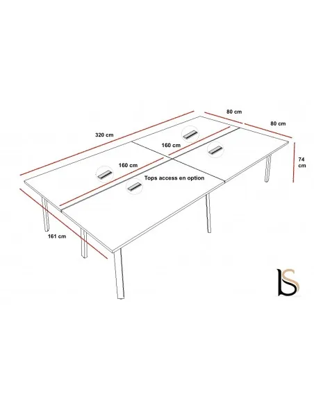 Table de réunion rectangulaire Ogi A – MDD