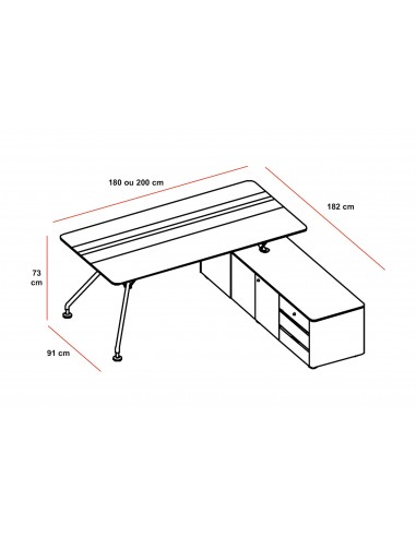 Bureau de Direction Prospero avec meuble retour – Ultom