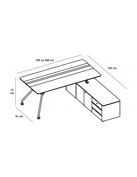 Bureau de Direction Prospero avec meuble retour – Ultom