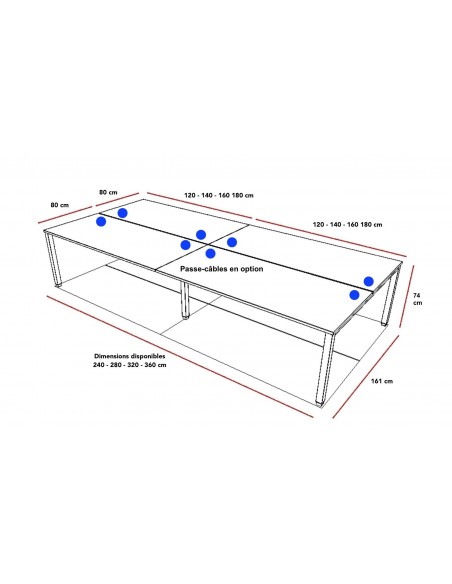 Bureau Bench 4 personnes Ogi U – MDD