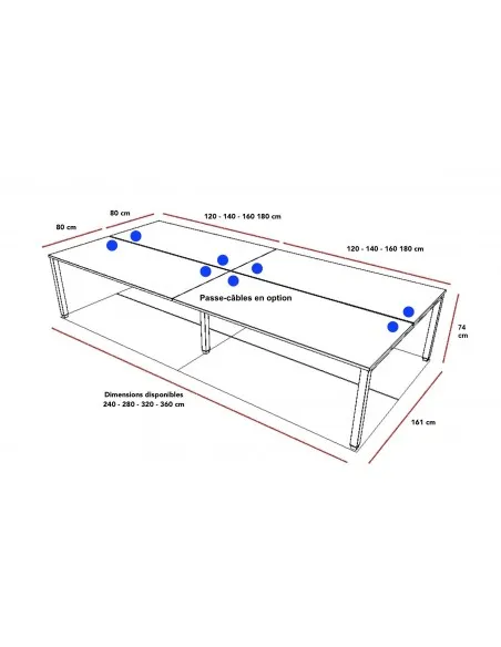 Bureau Bench 4 personnes Ogi U – MDD